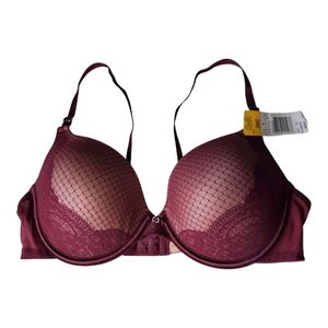 Lily of France Burgundy Belle Bra NWT Women's Size 38C